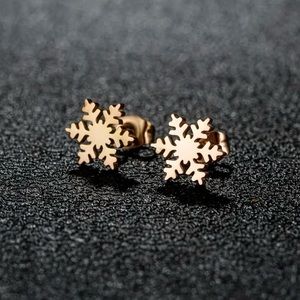 Mini Snowflake Design Stud Earrings